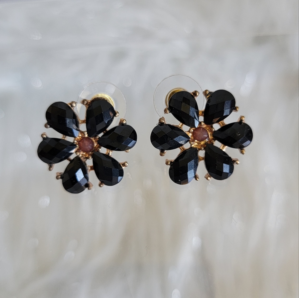 Charlotte Russe Flower Gem Stud Earrings